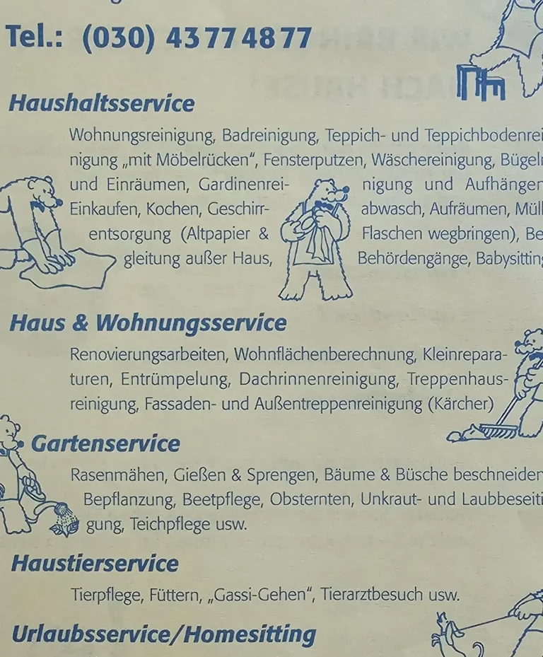 Werbung für Haushaltshilfe